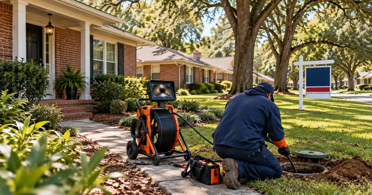 Sewer camera inspection at a Pine Bluff home for sale